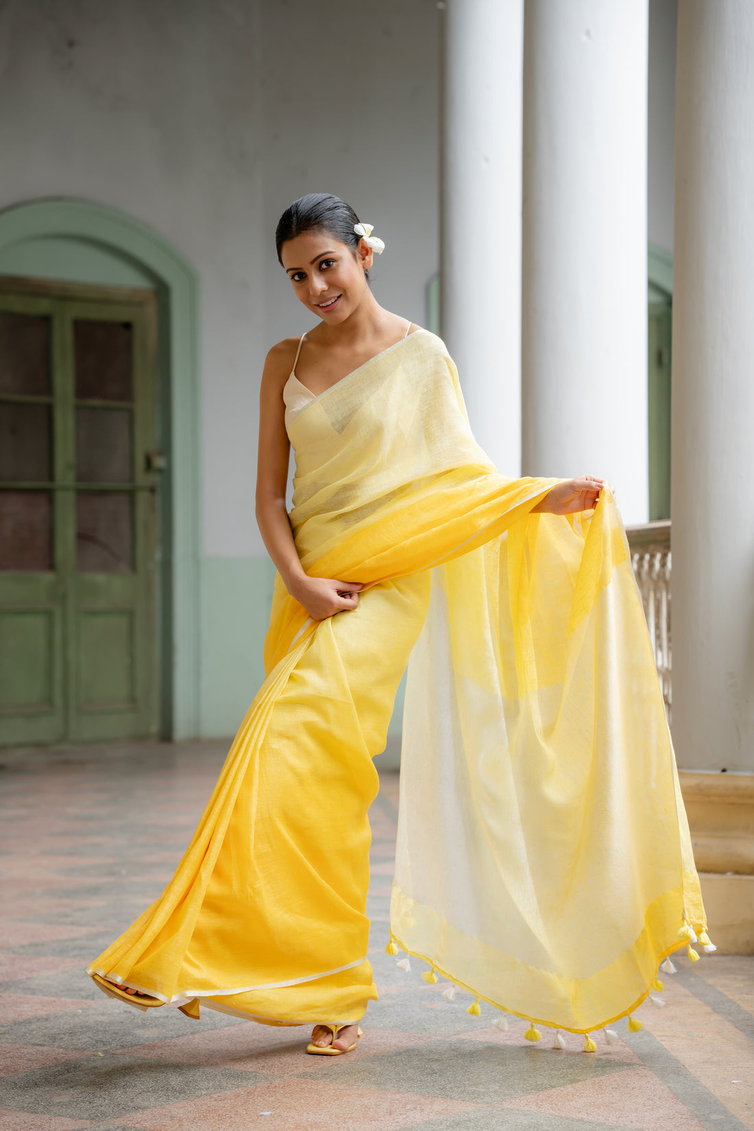Sun Kissed Beauty Linen Sari