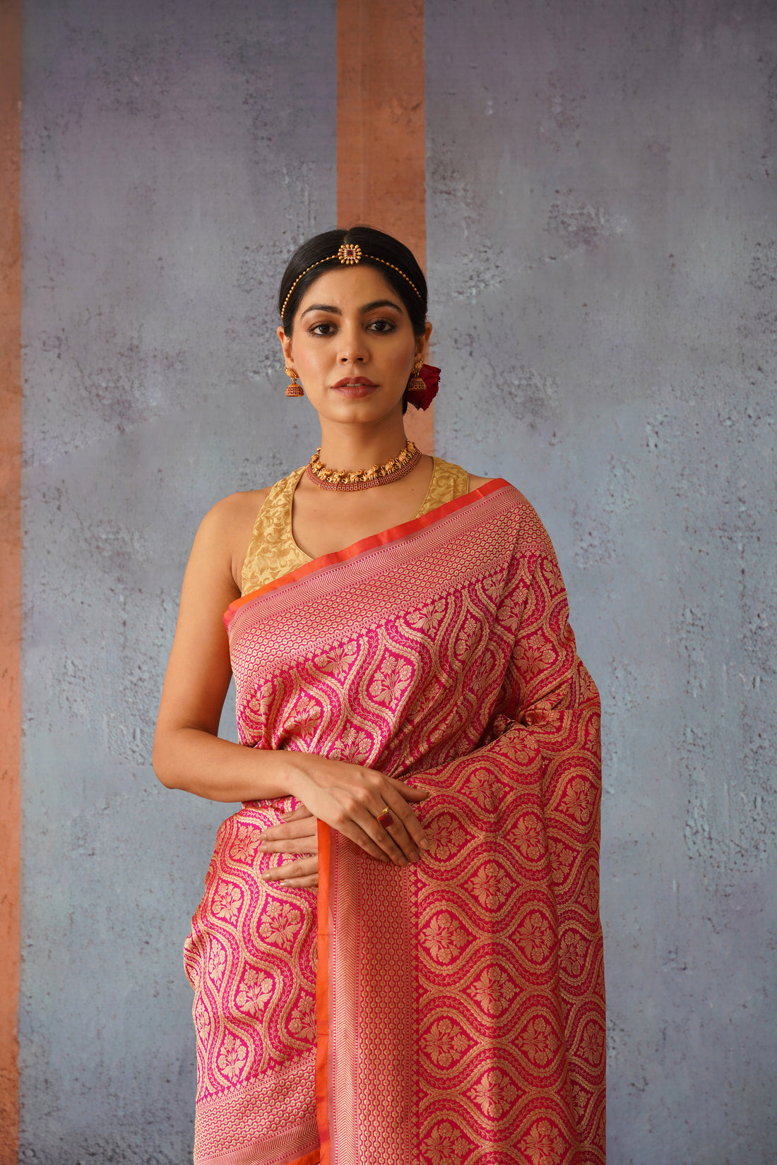 Jodha Rani Pink Katan Silk Banarsi Brocade Sari