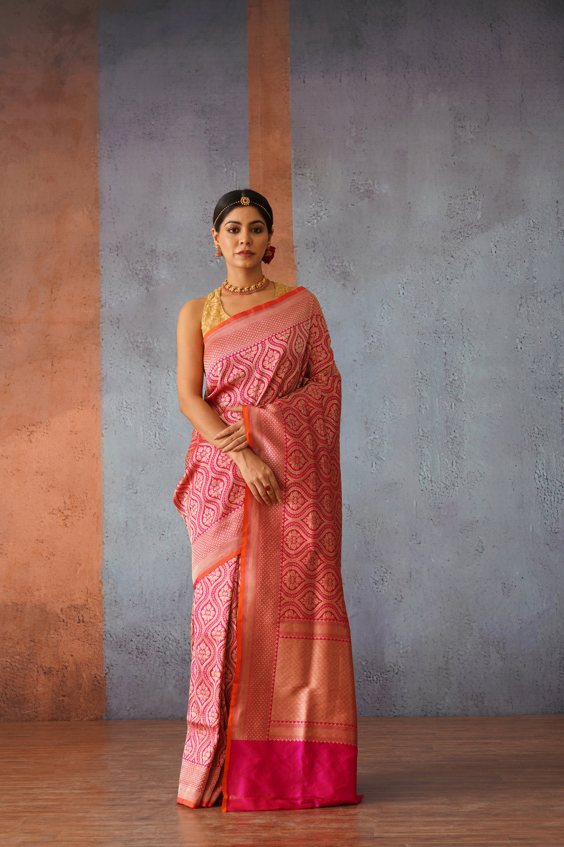 Jodha Rani Pink Katan Silk Banarsi Brocade Sari