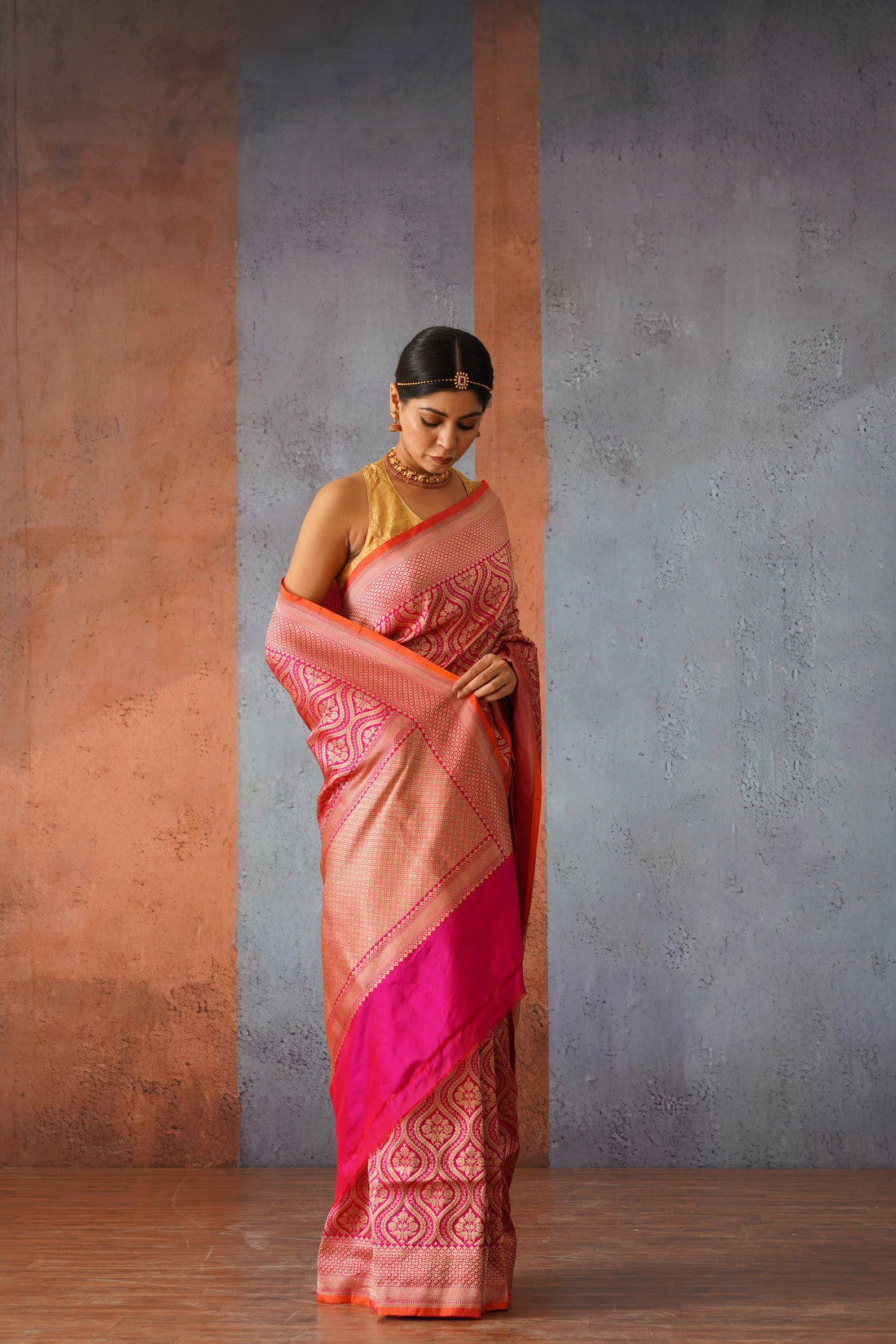 Jodha Rani Pink Katan Silk Banarsi Brocade Sari