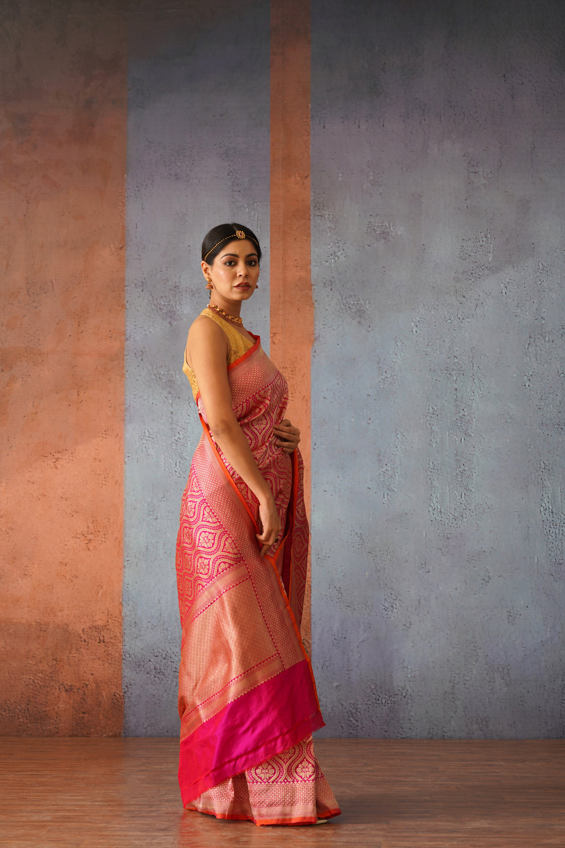 Jodha Rani Pink Katan Silk Banarsi Brocade Sari