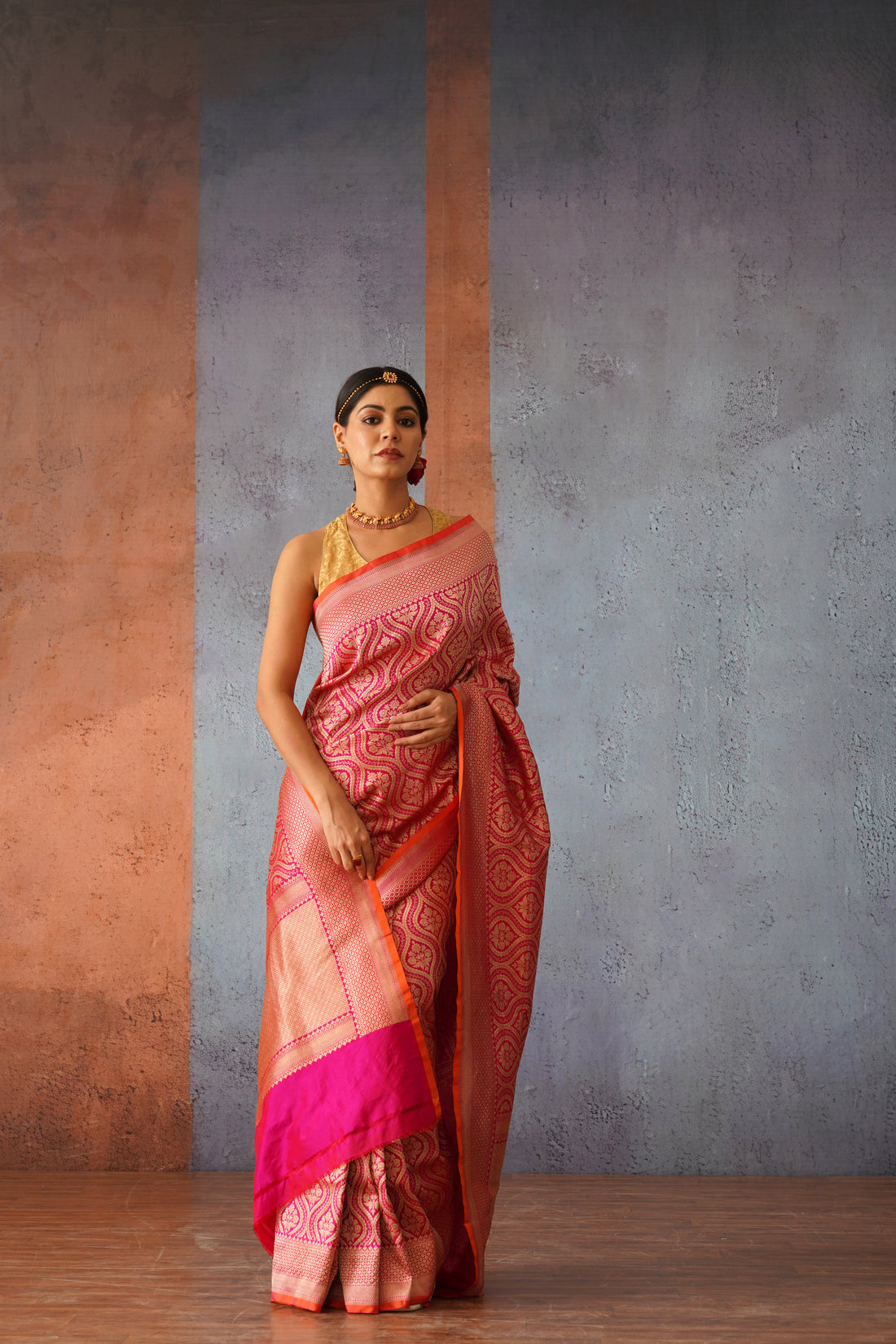 Jodha Rani Pink Katan Silk Banarsi Brocade Sari