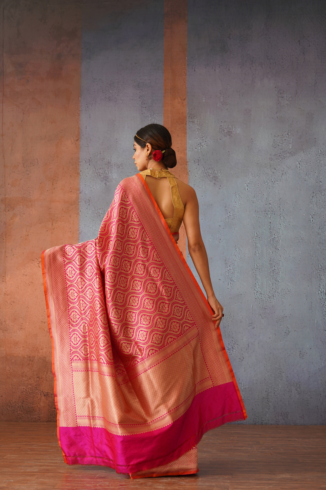 Jodha Rani Pink Katan Silk Banarsi Brocade Sari