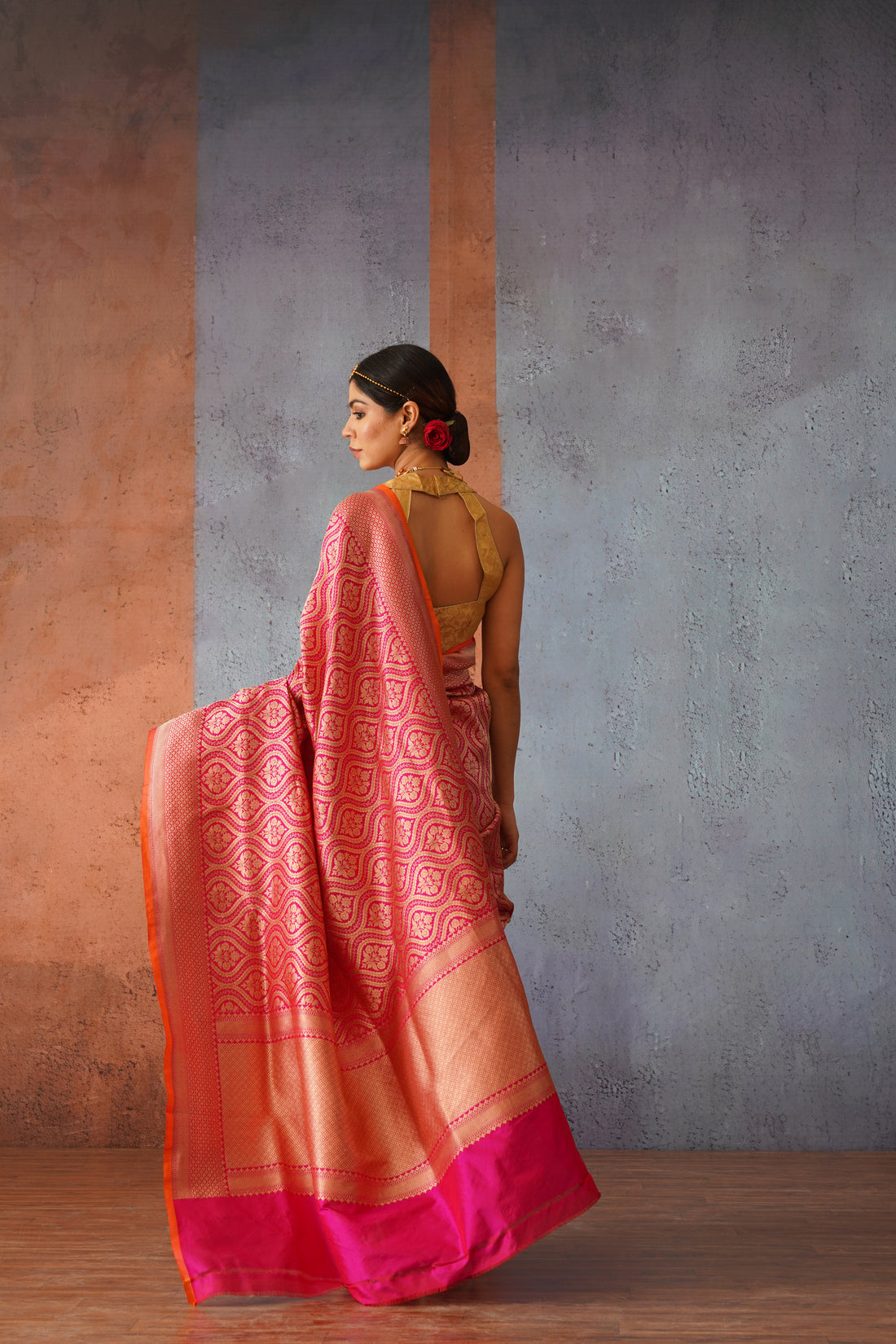 Jodha Rani Pink Katan Silk Banarsi Brocade Sari