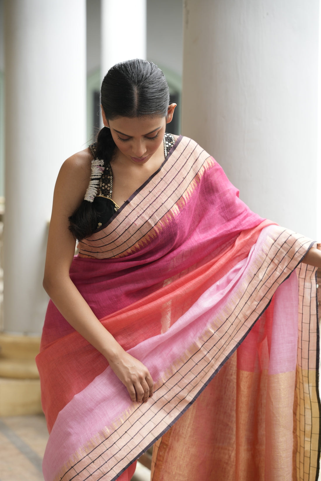 Gulaab Linen Sari