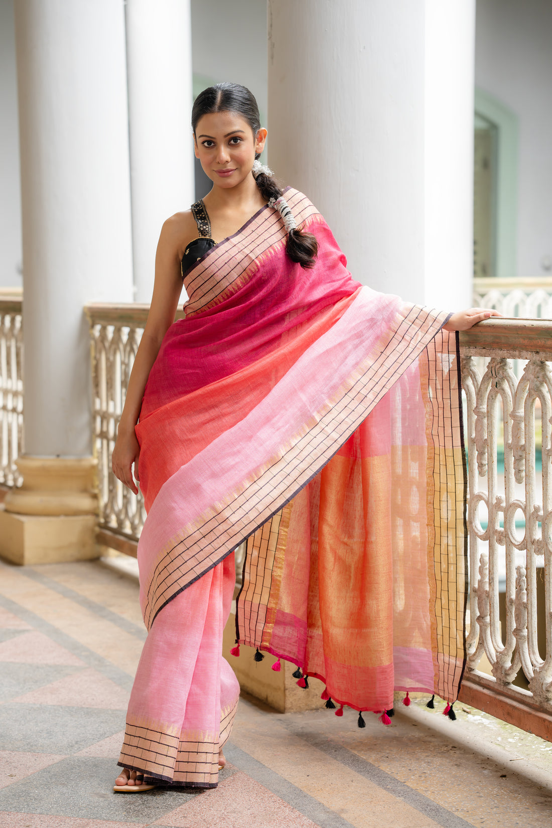 Gulaab Linen Sari