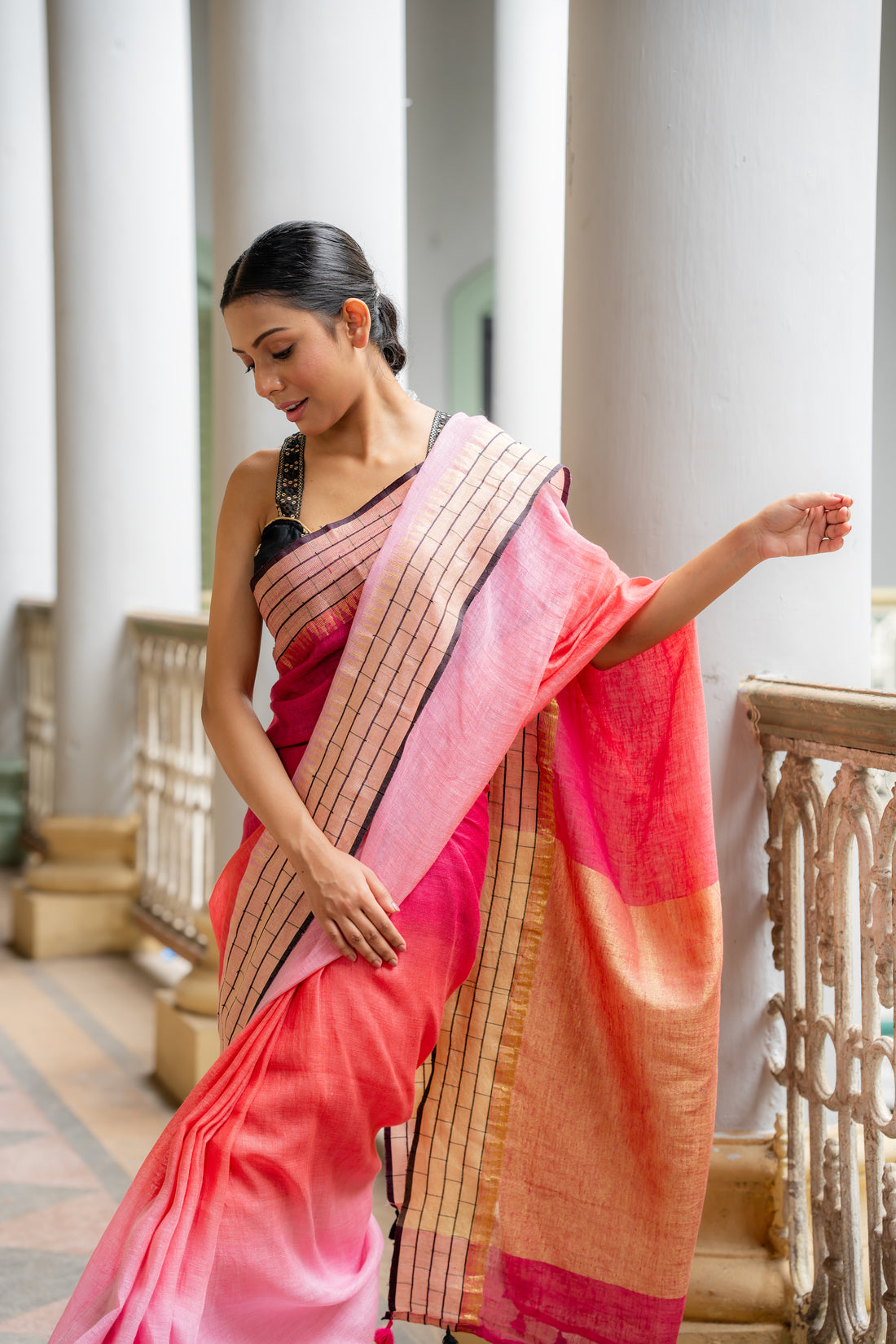 Gulaab Linen Sari