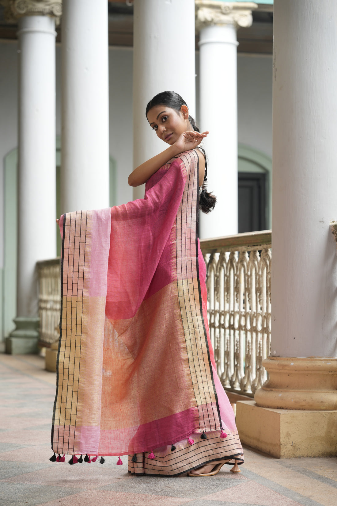 Gulaab Linen Sari