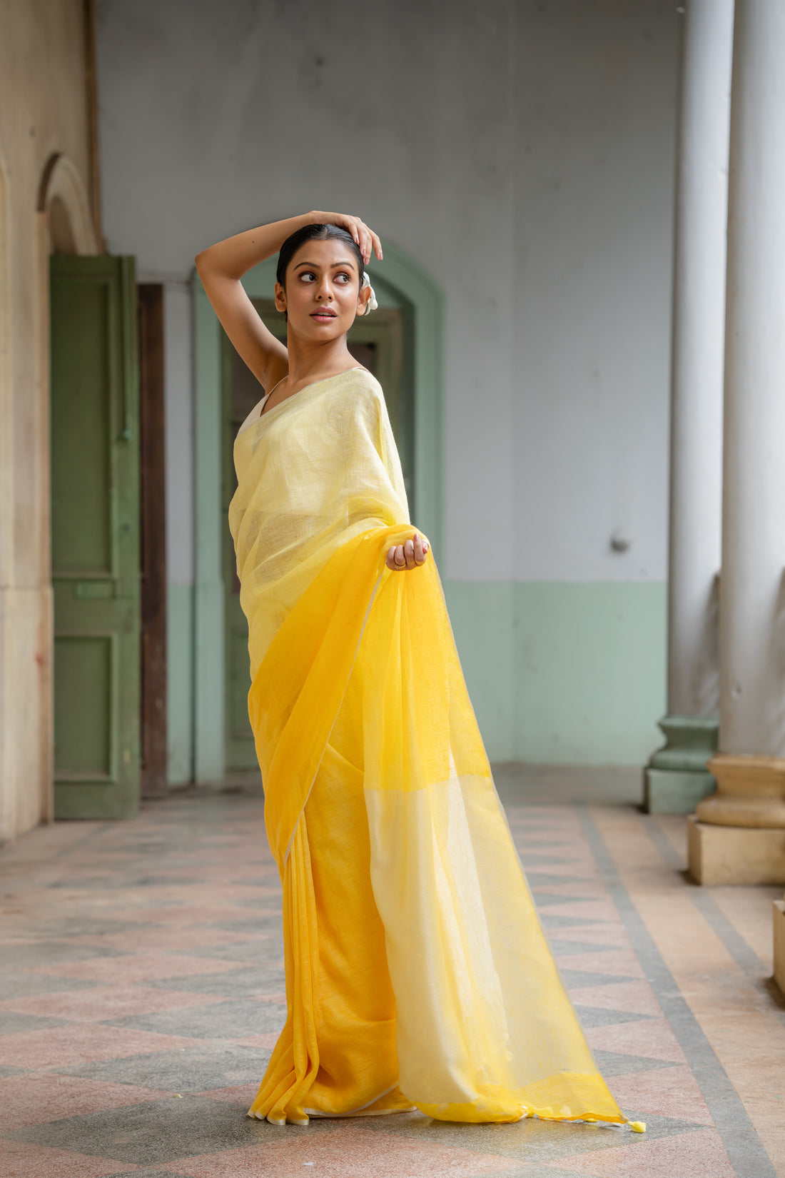 Sun Kissed Beauty Linen Sari