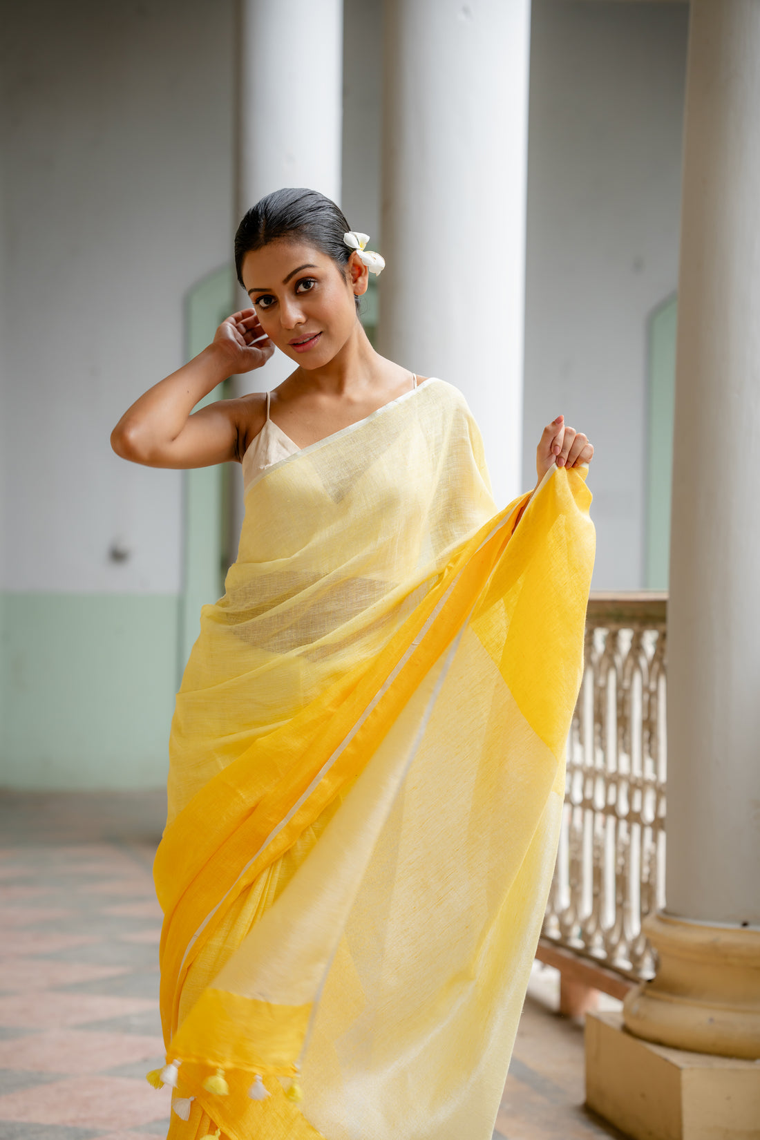 Sun Kissed Beauty Linen Sari