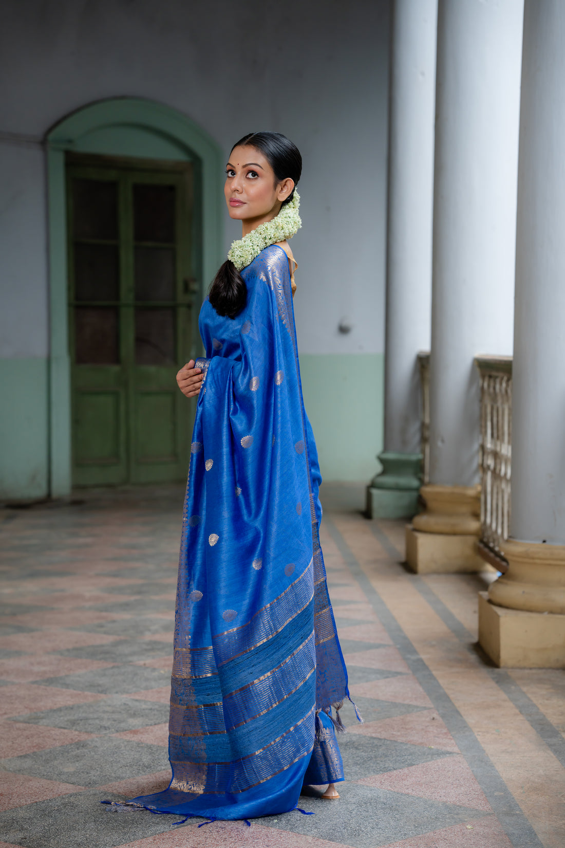 Janaki Royal Blue Munga Silk Sari