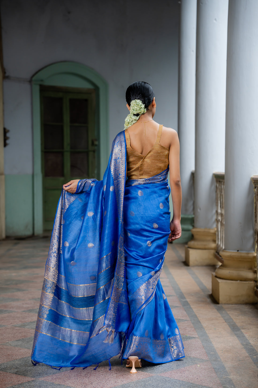 Janaki Royal Blue Munga Silk Sari