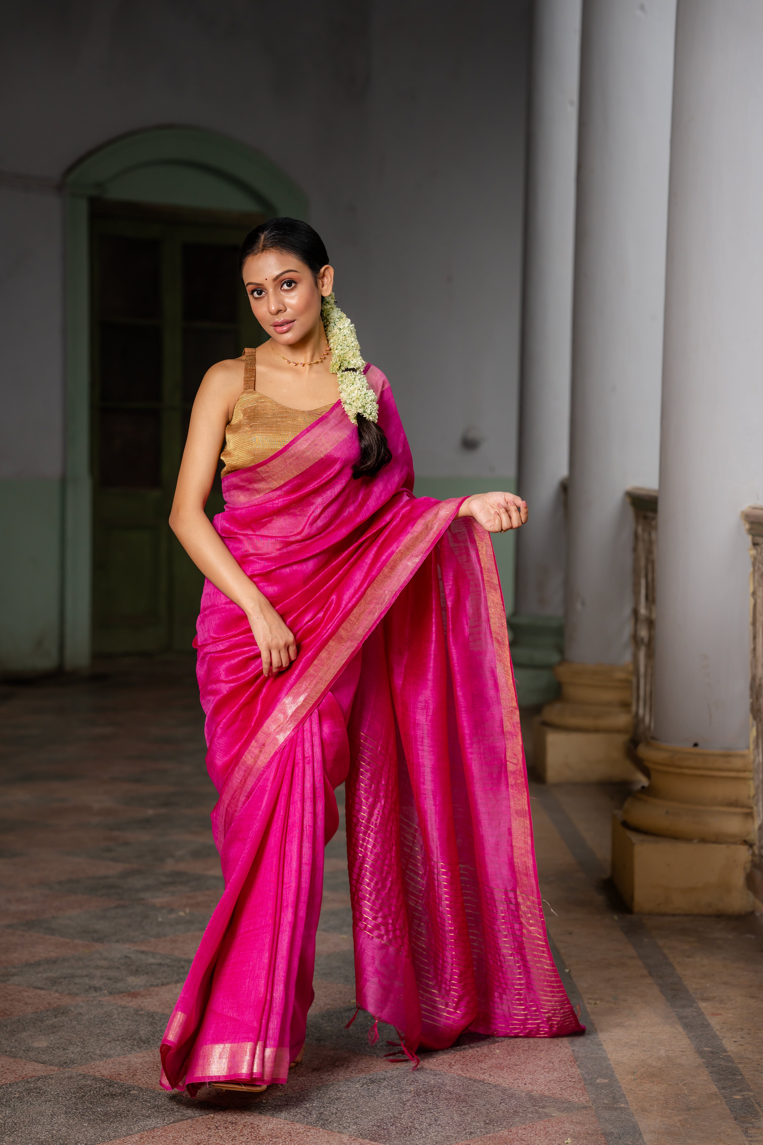 Orange Woven Poly Silk Saree With Blouse - Satrani Fashion - 3130559