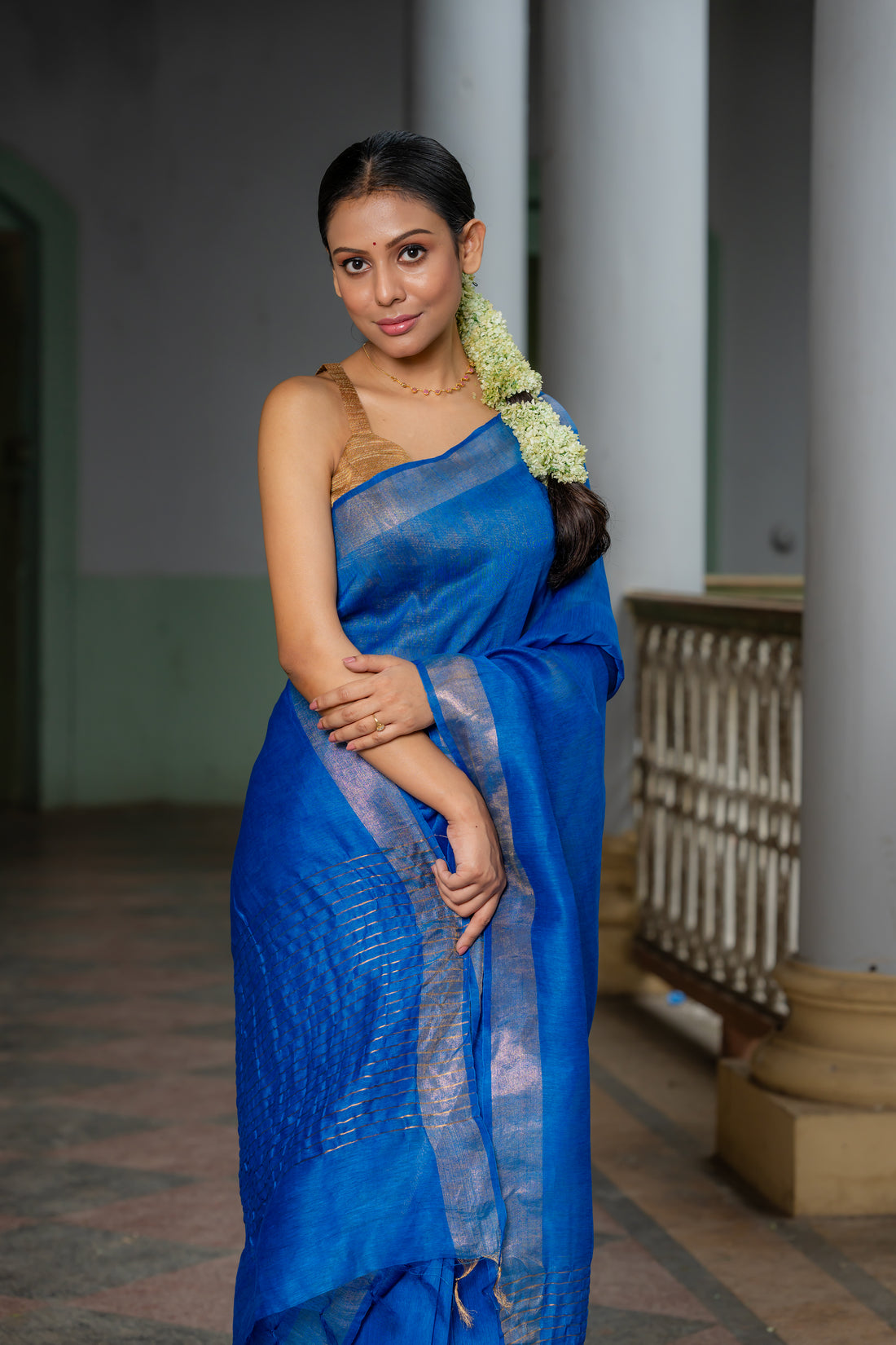 Neelima Linen Silk Sari