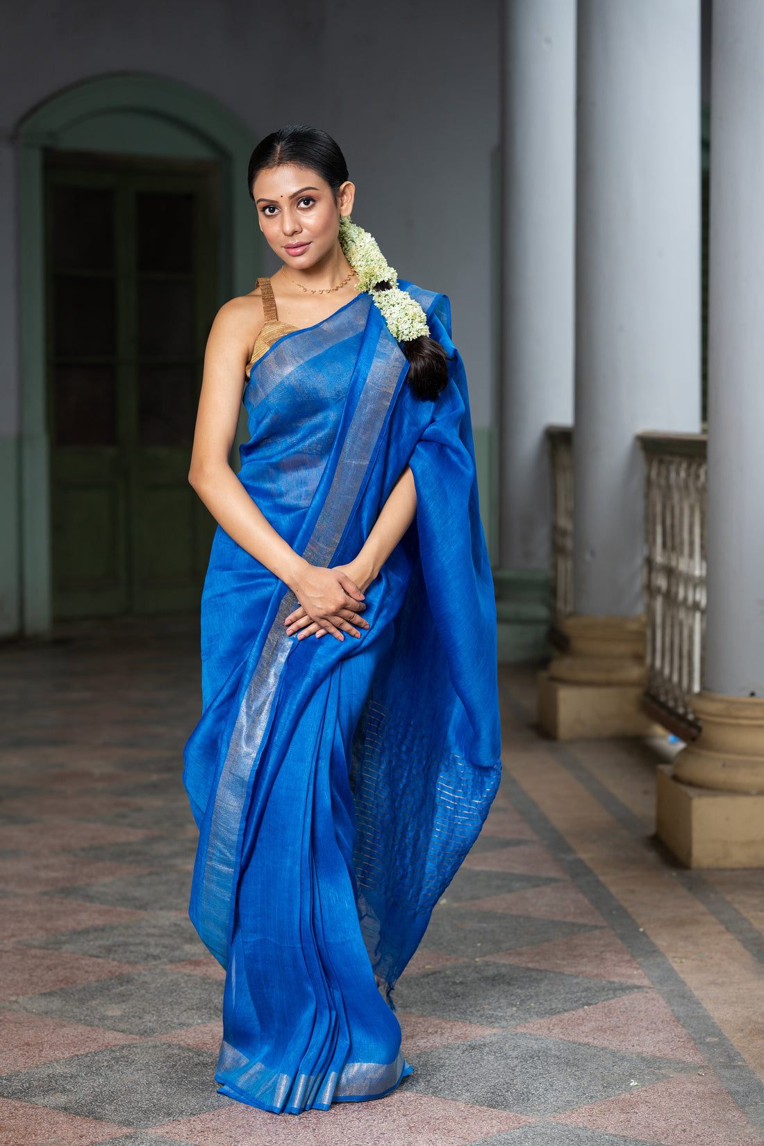 Neelima Linen Silk Sari