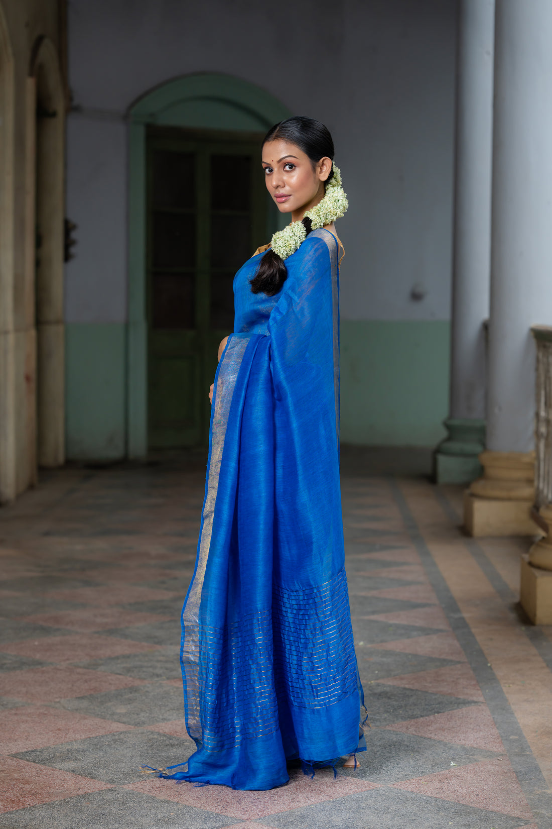 Neelima Linen Silk Sari