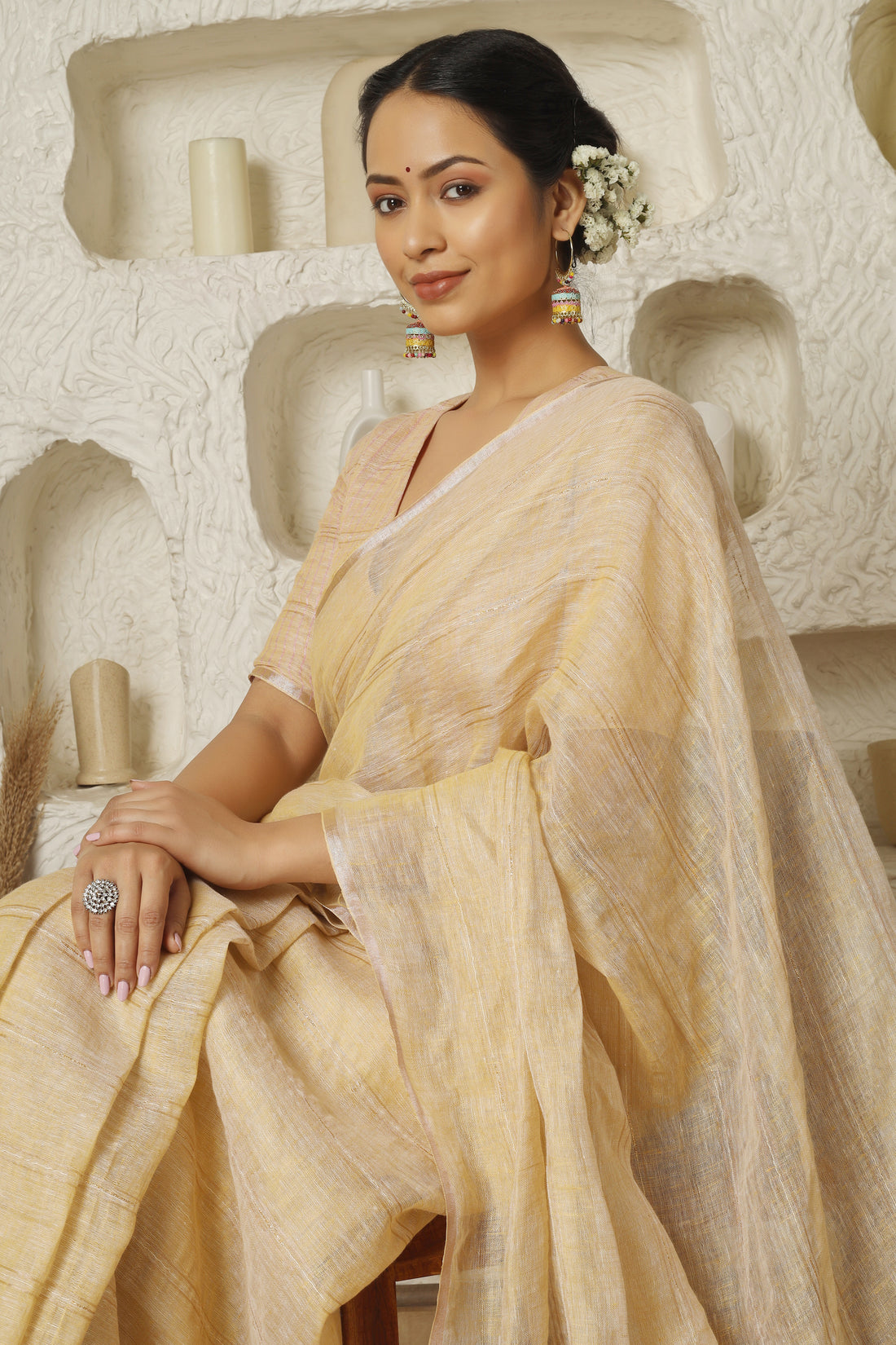 Sunehri Linen Sari