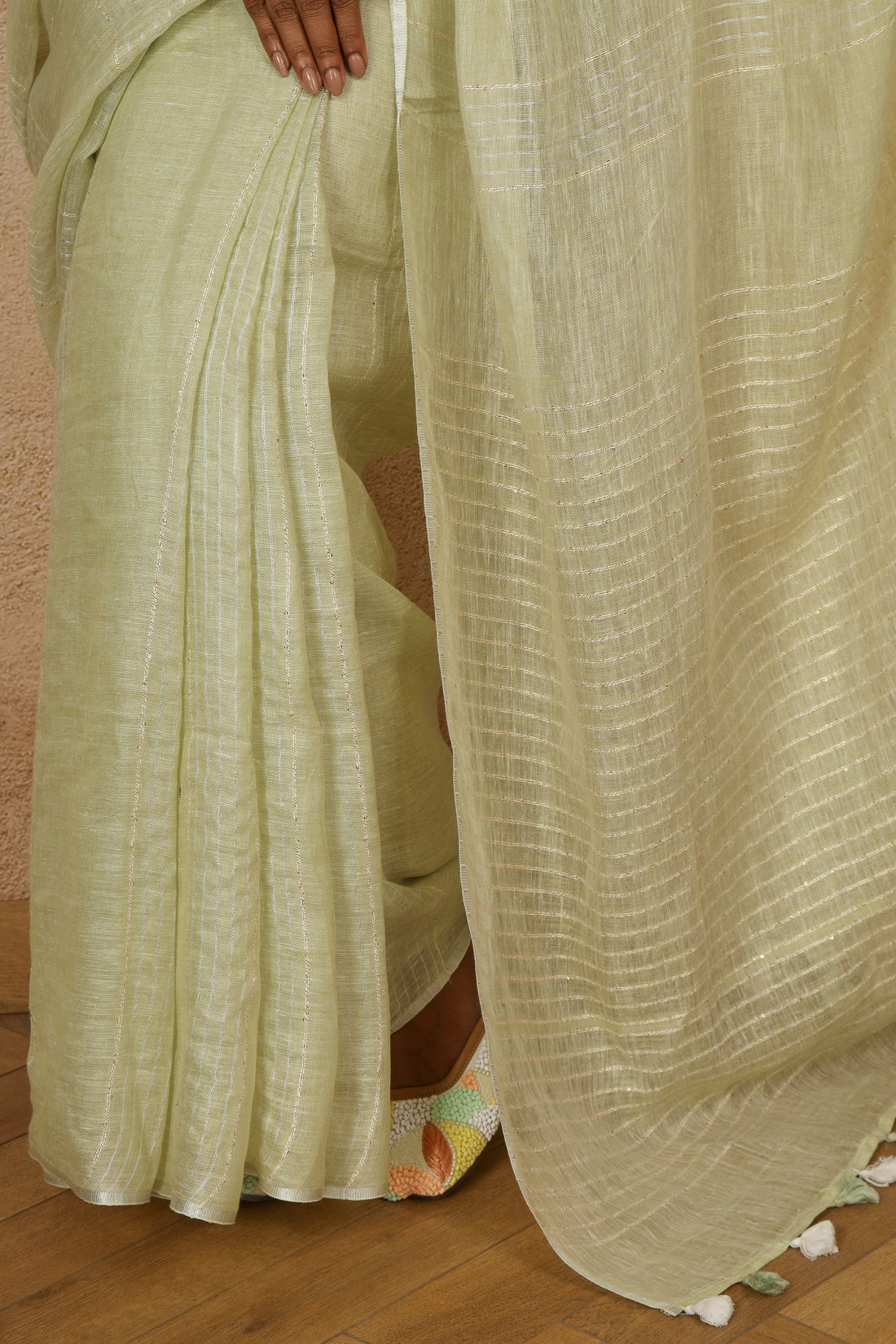 Pista Barfi Linen Sari