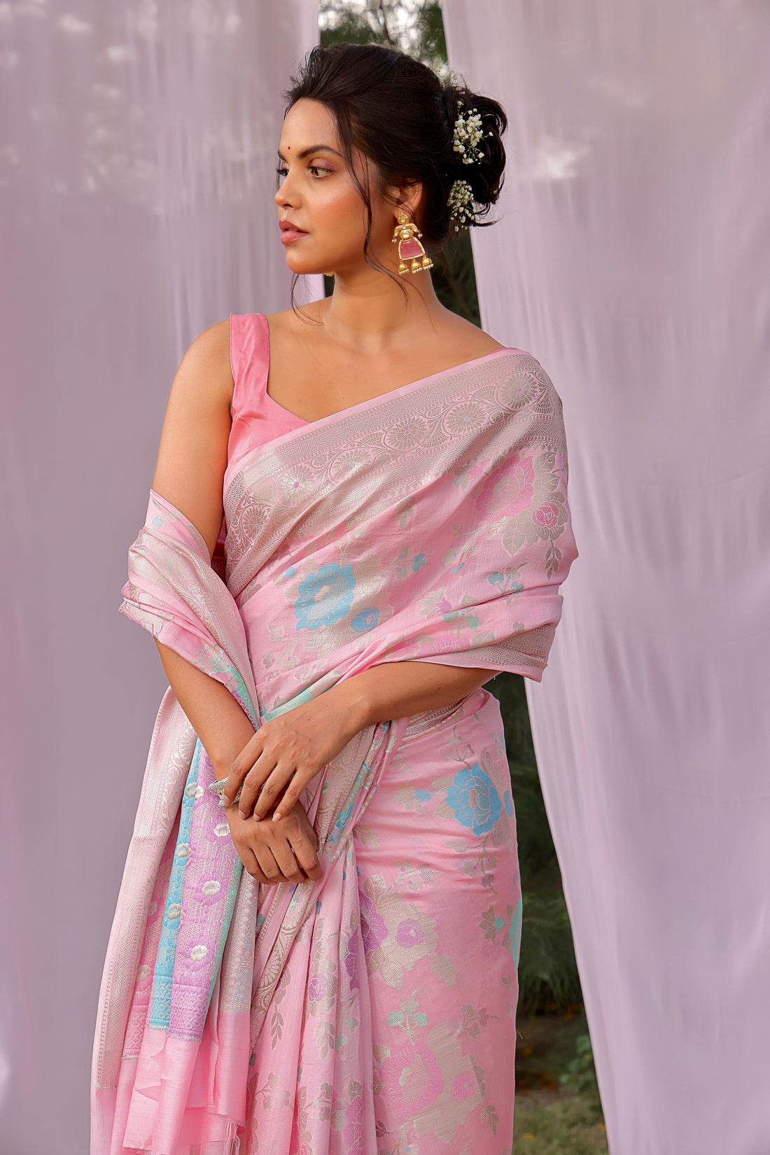 Lavanya Pink Banarsi Silk Saree