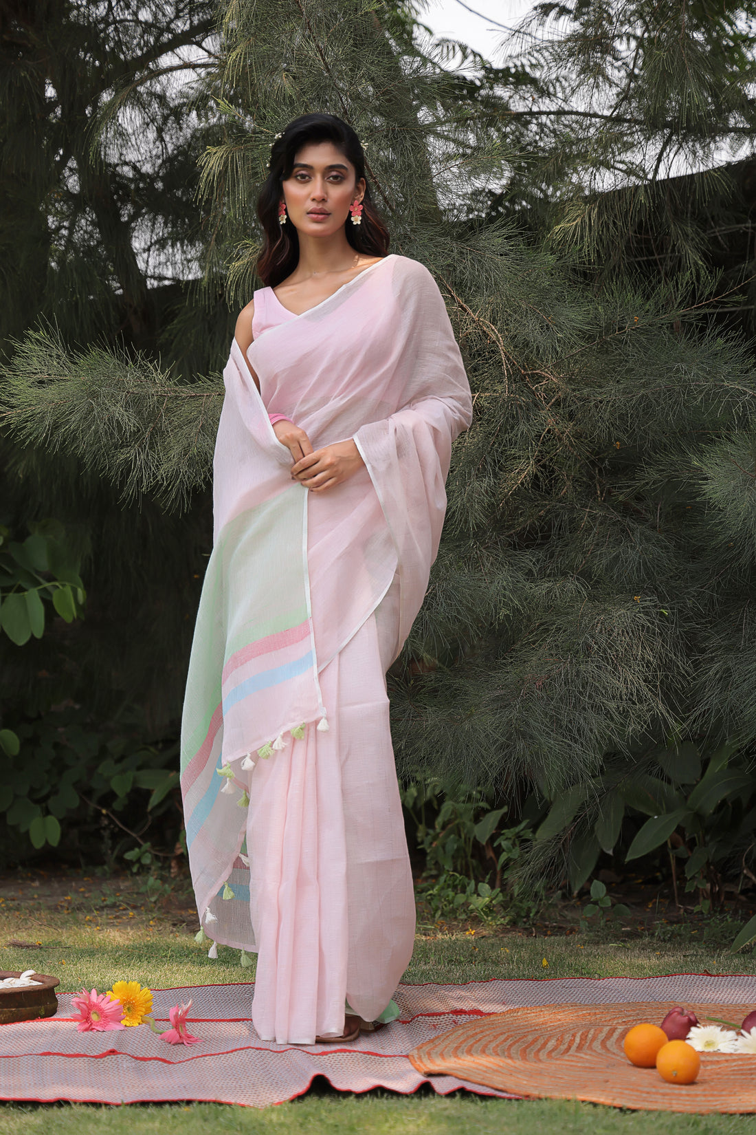 Blushing Beauty Pure Linen Sari