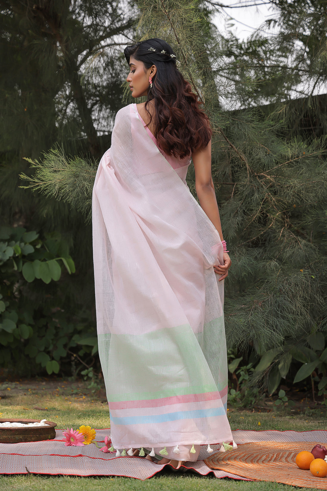 Blushing Beauty Pure Linen Sari