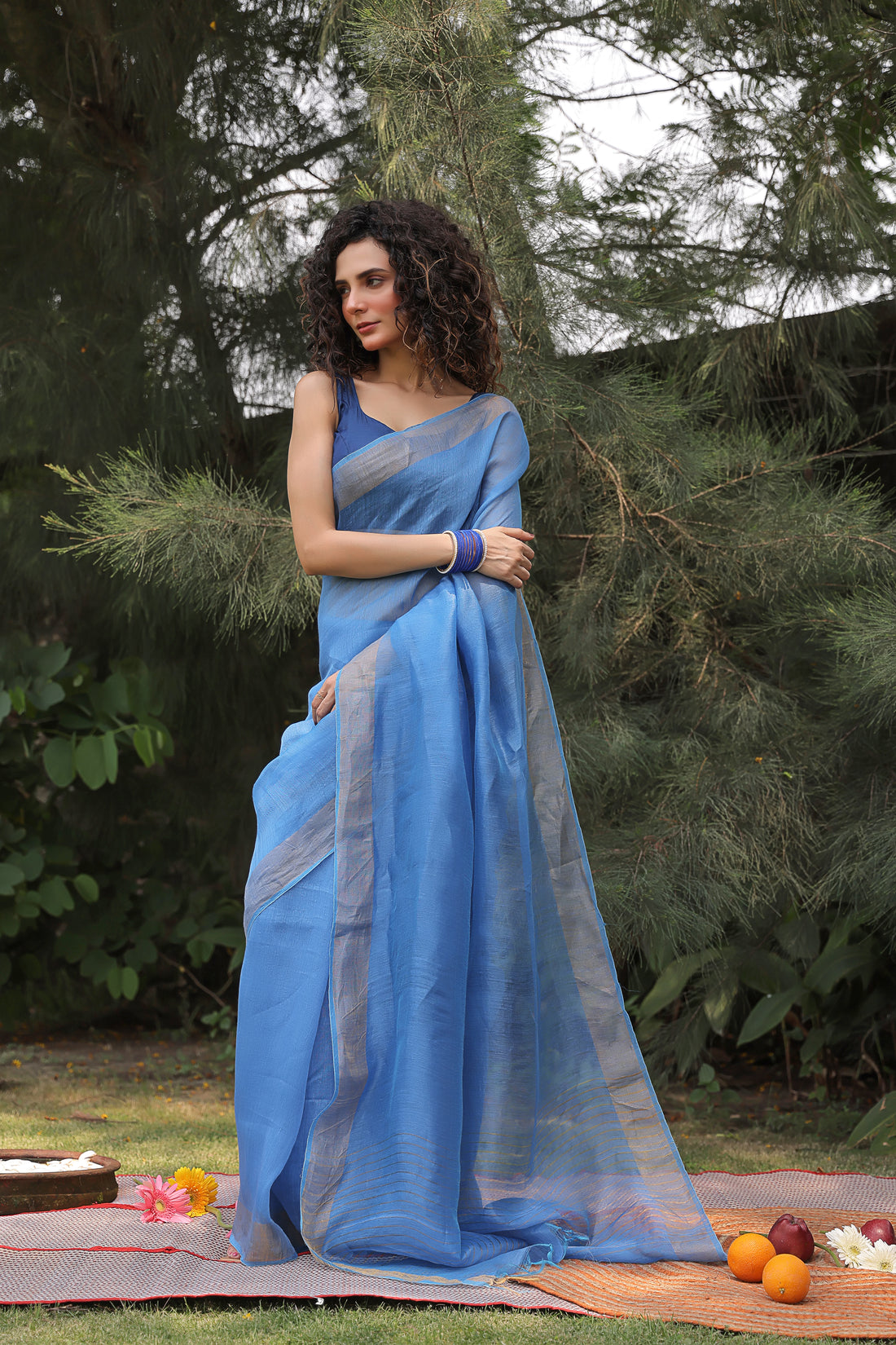 Ragini Linen Silk Sari