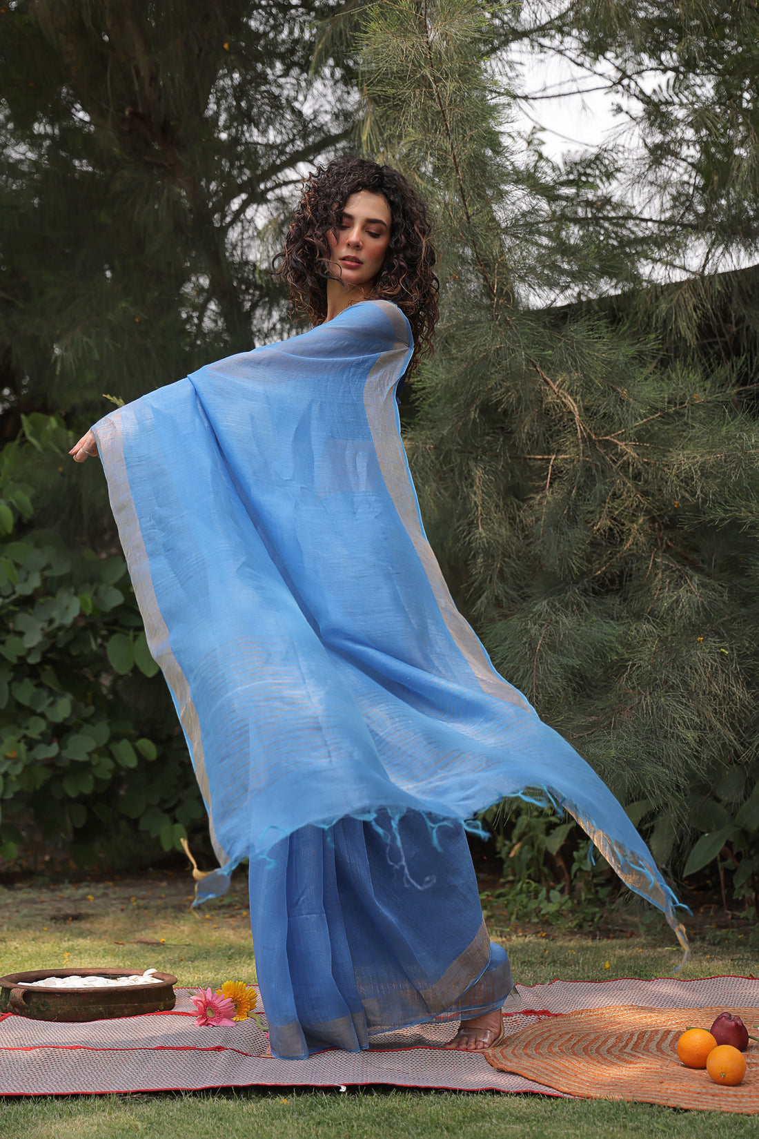 Ragini Linen Silk Sari