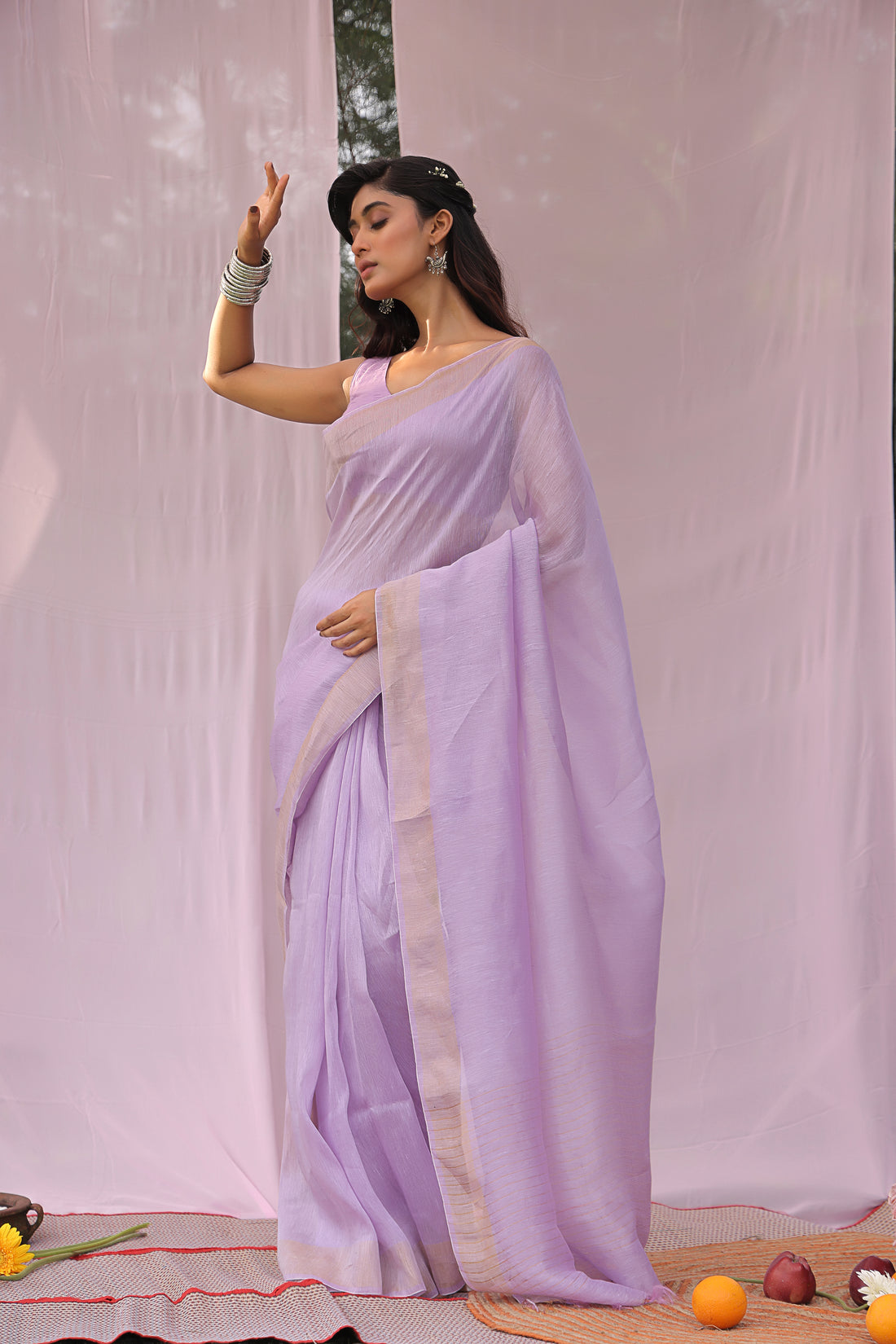 Lavender Dreams Linen Silk Saree