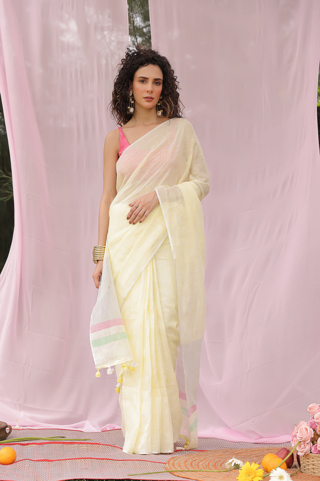 Honey Dew Linen Saree