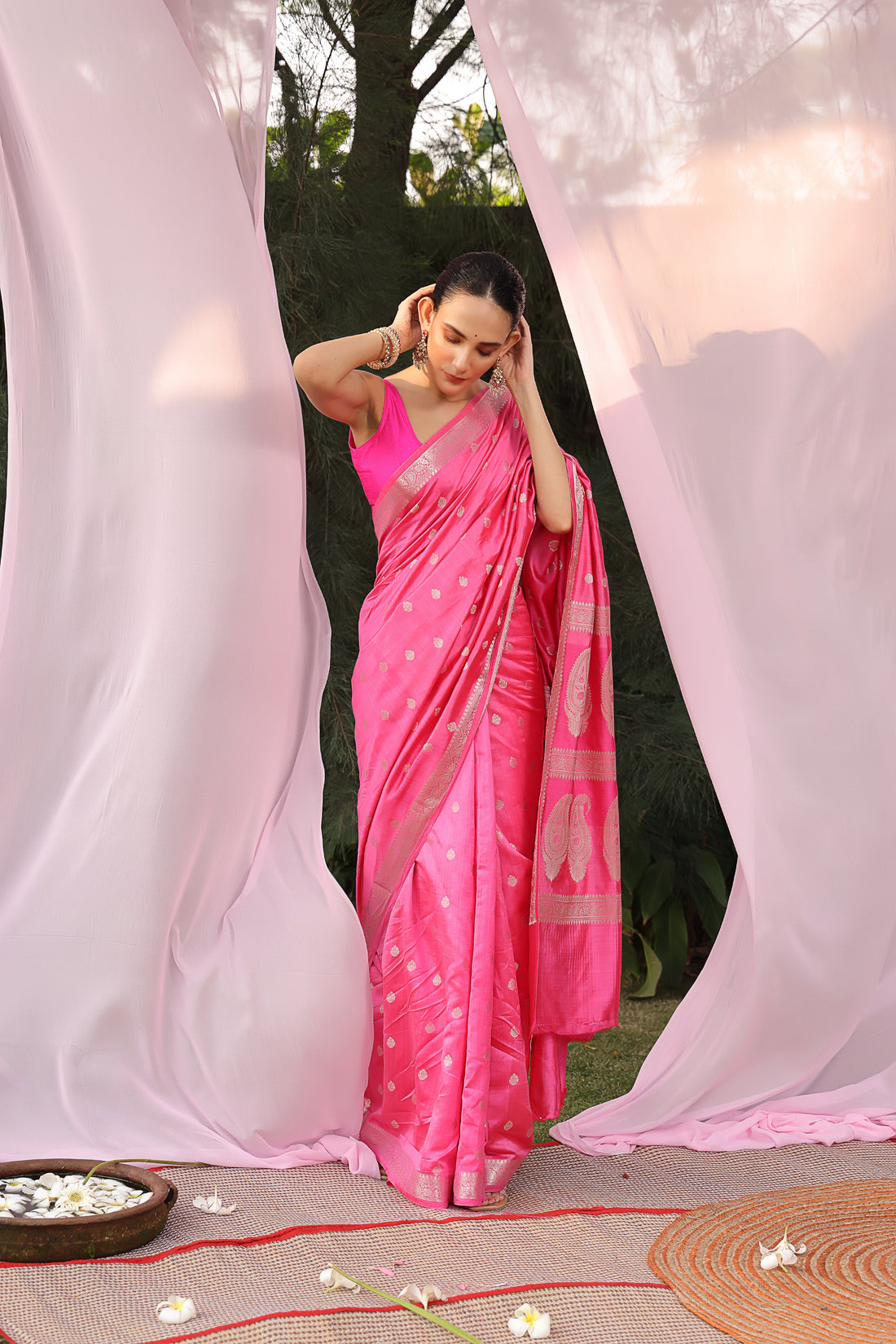 Pink Elegance Banarasi Silk Saree