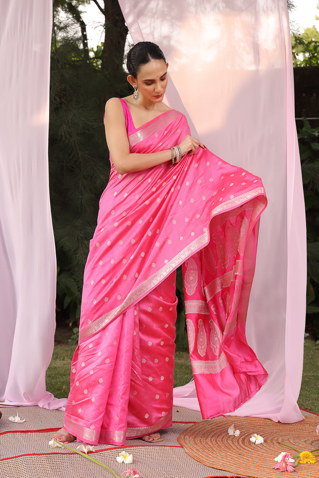 Pink Elegance Banarasi Silk Saree