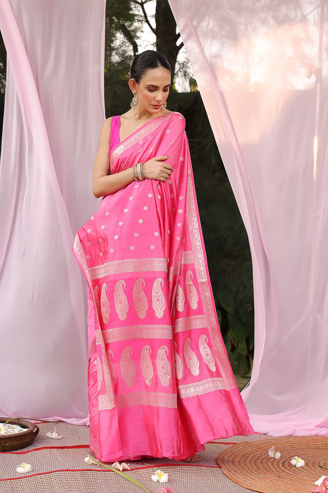 Pink Elegance Banarasi Silk Saree