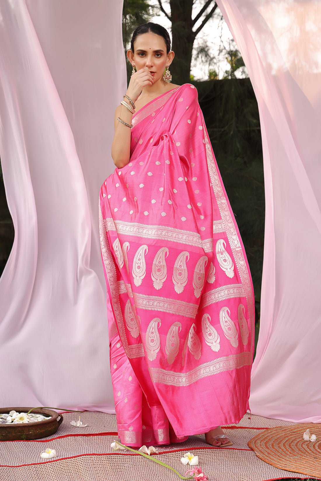 Pink Elegance Banarasi Silk Saree