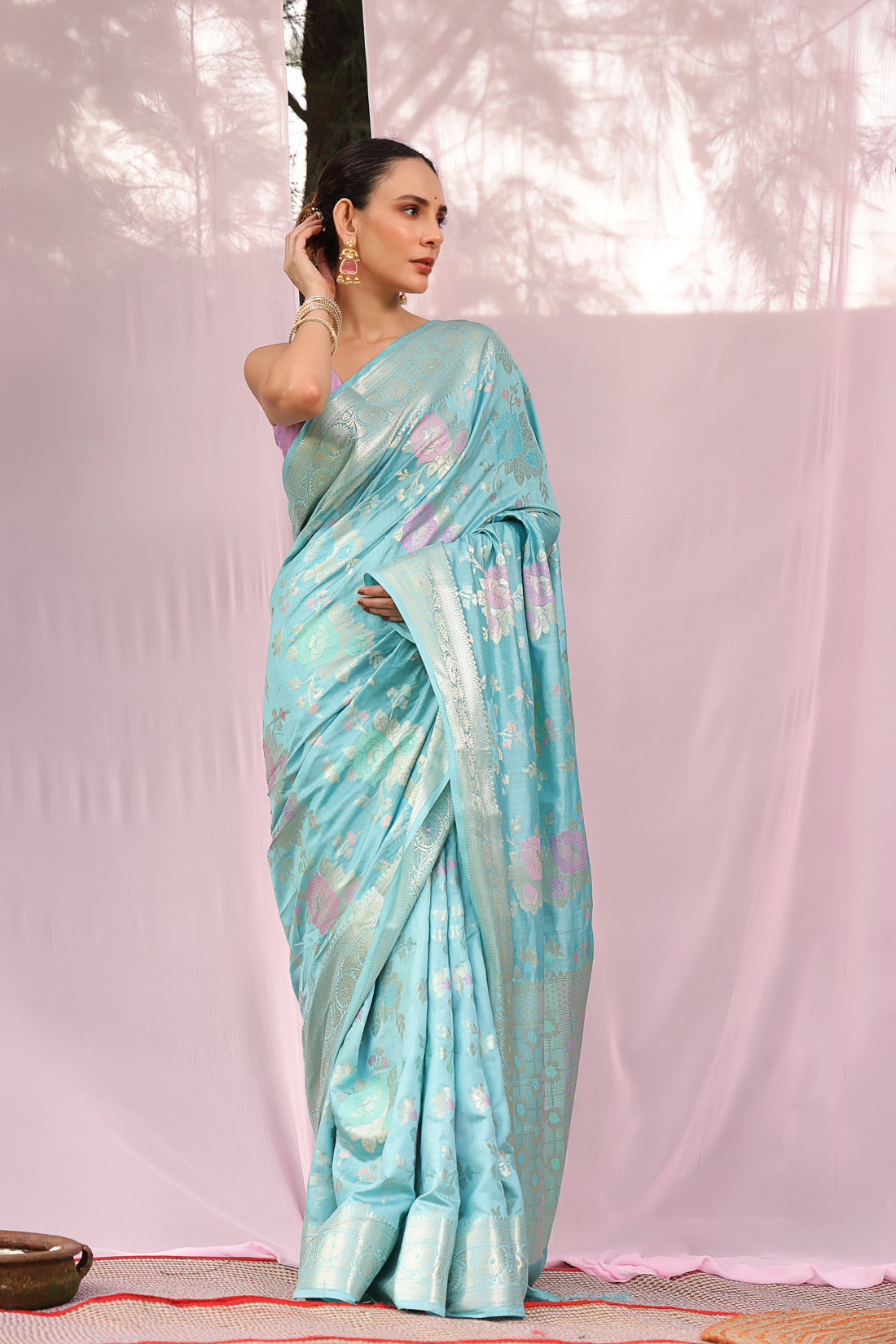 Harleen Pastel Blue Banarsi Silk Saree