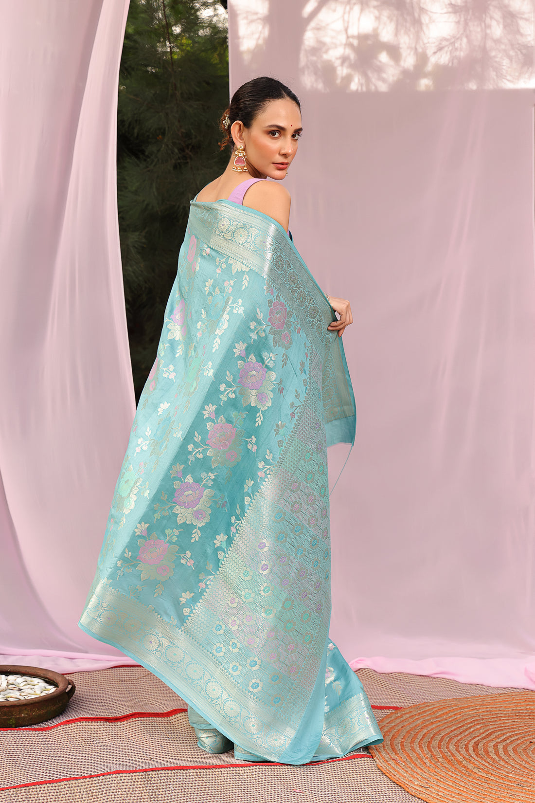 Harleen Pastel Blue Banarsi Silk Saree