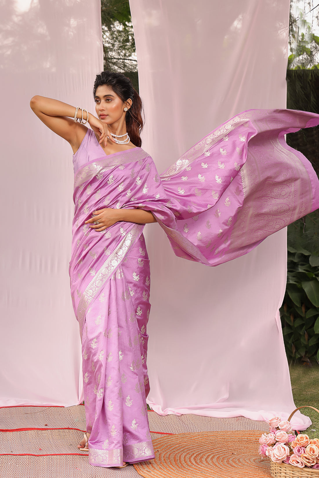 Lavender Delight Banarsi Silk Saree