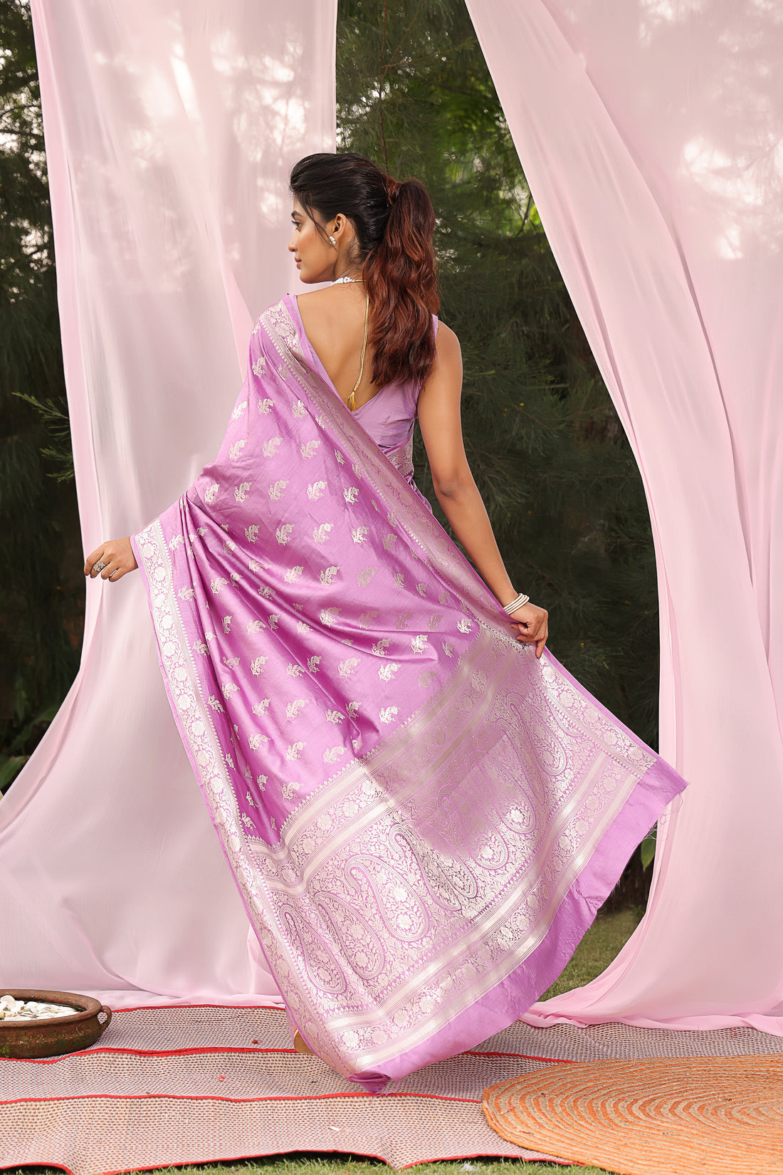 Lavender Delight Banarsi Silk Saree