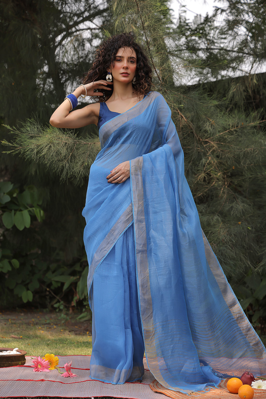 Ragini Linen Silk Sari