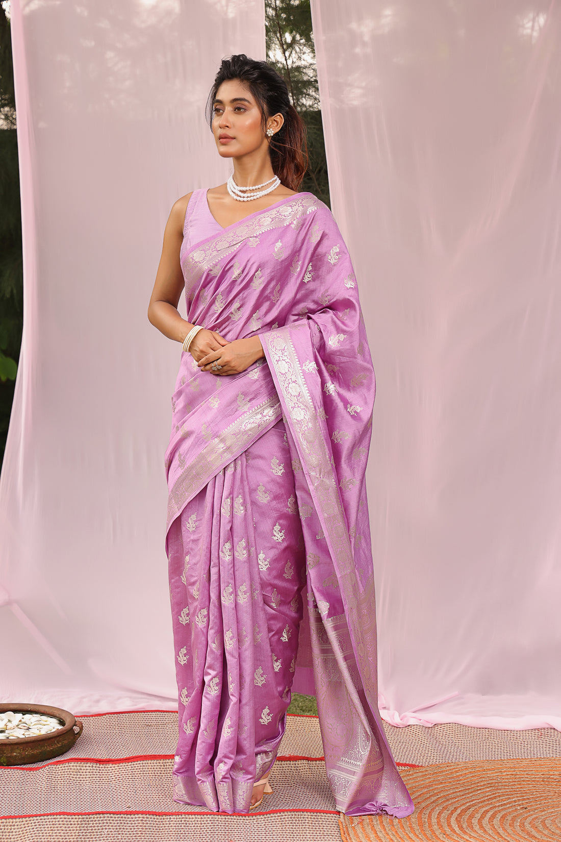 Lavender Delight Banarsi Silk Saree