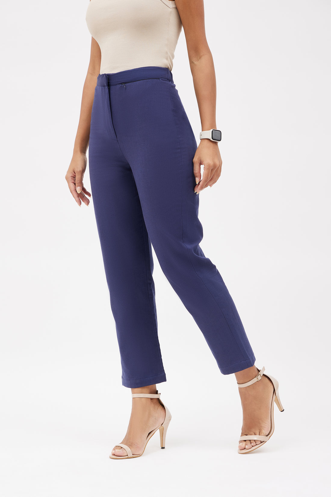 Classic Linen Trousers - Navy Blue