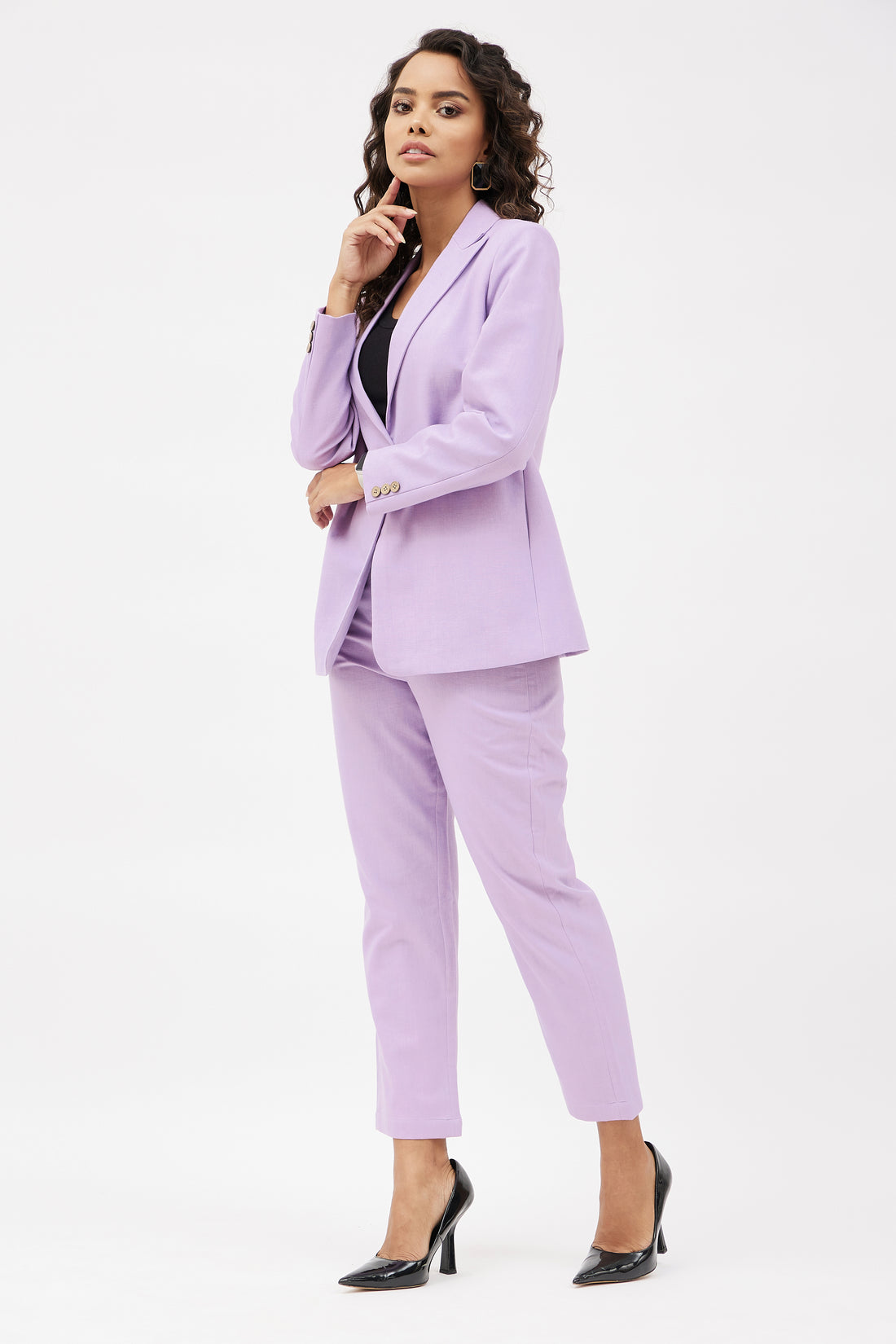 Classic Linen Blazer Set - Lilac