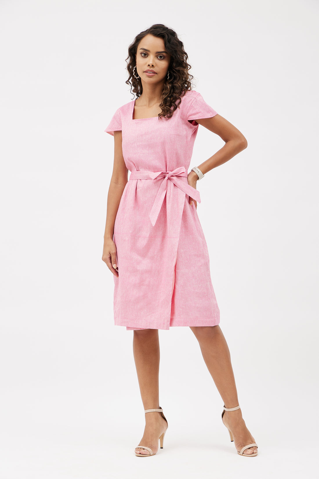 Classic Linen Dress - Pink