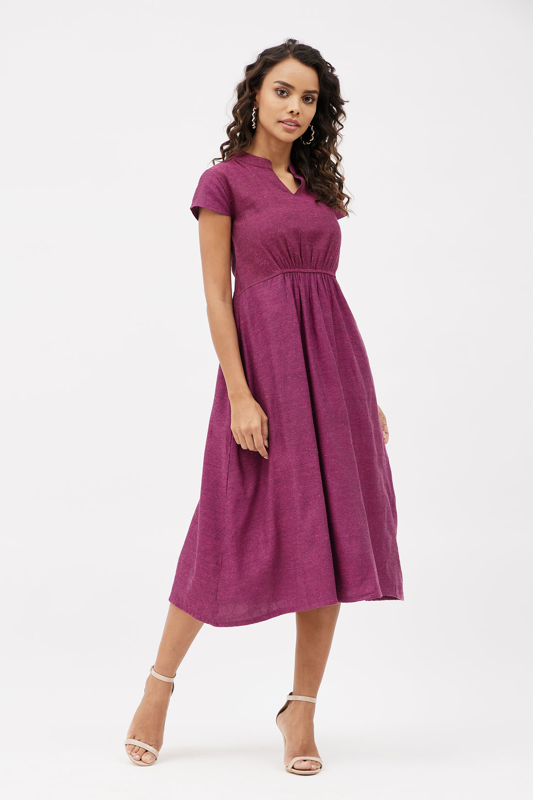 Classic Linen Dress - Maroon