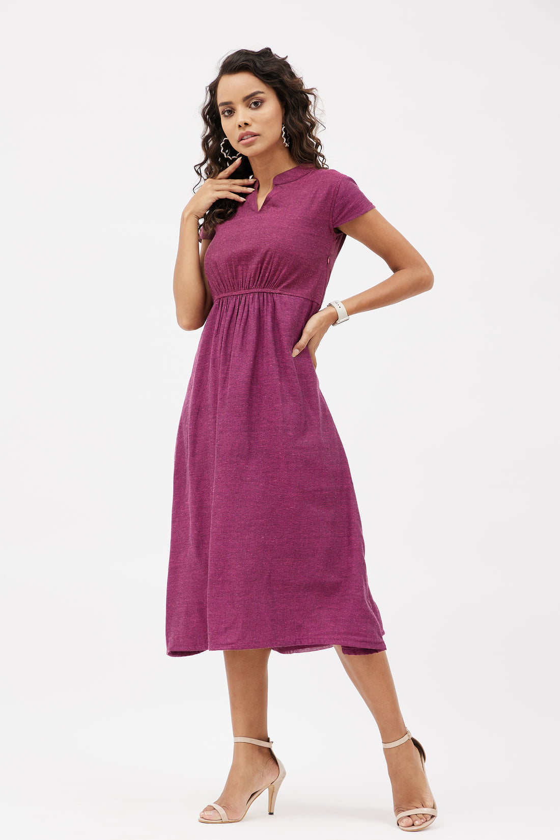 Classic Linen Dress - Maroon