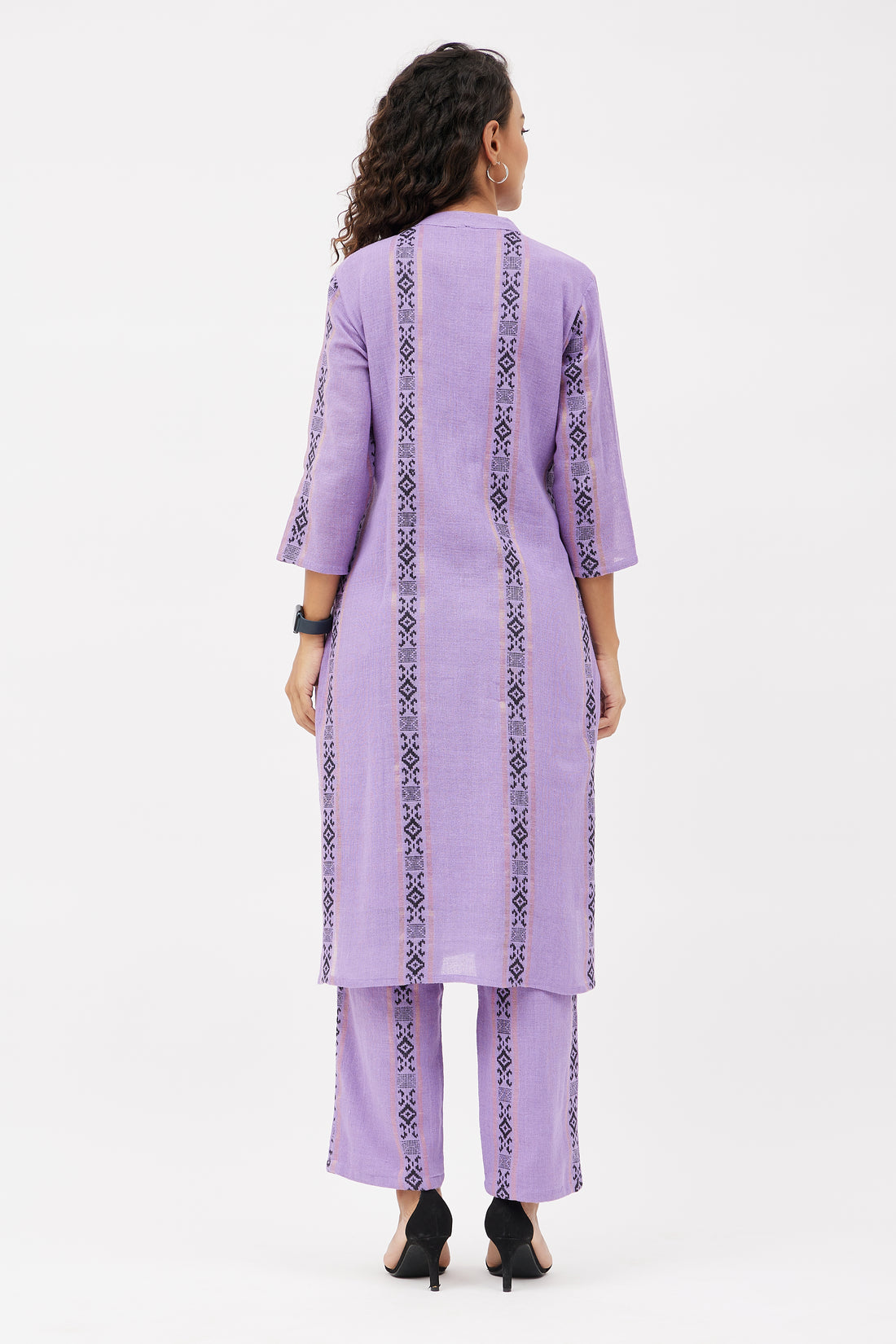 Lavender Straight Fit Linen Kurta Set (Set of 2)