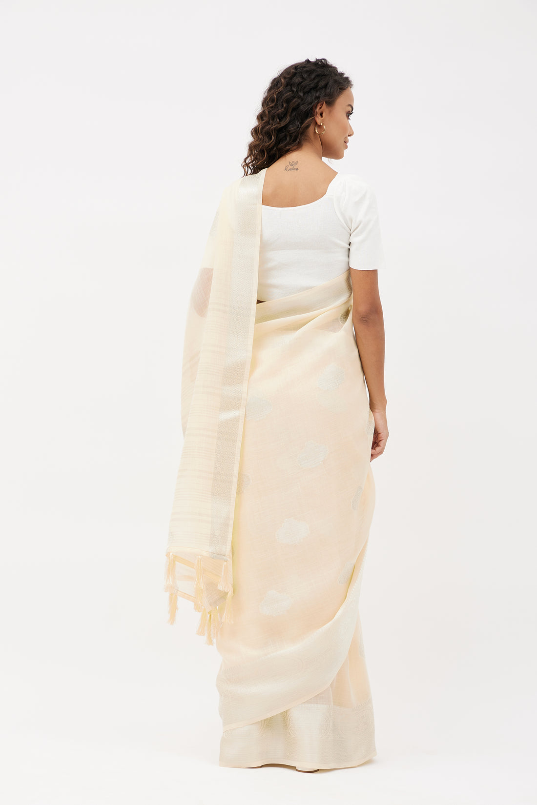 Elegant Linen Saree for Work  - Vanilla