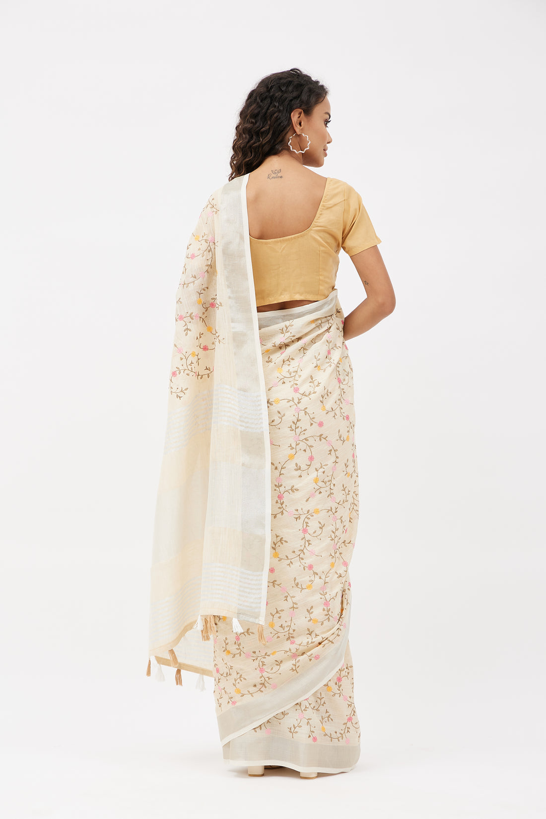 Lavanya Embroidered Linen Sari