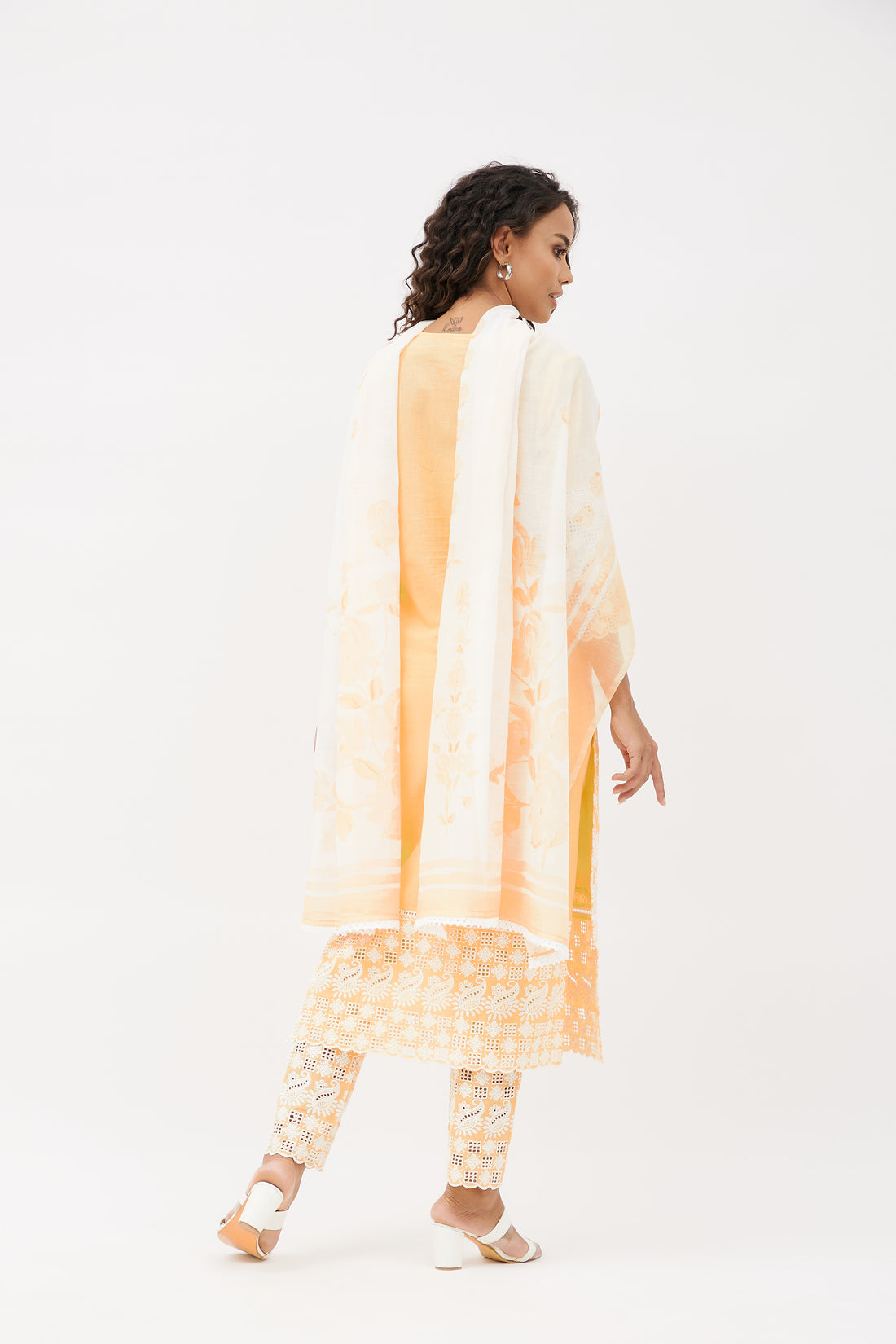 Elegant Embroidered Salwar Suit for Work - Sunshine Yellow (Set of 3)