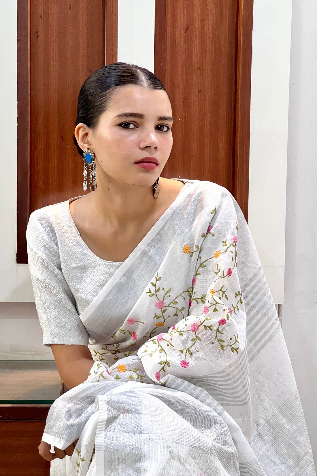 Jasmine Linen Sari