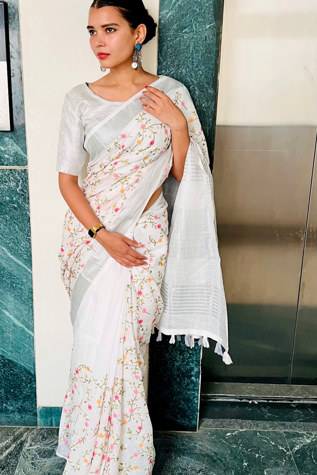 Jasmine Linen Sari